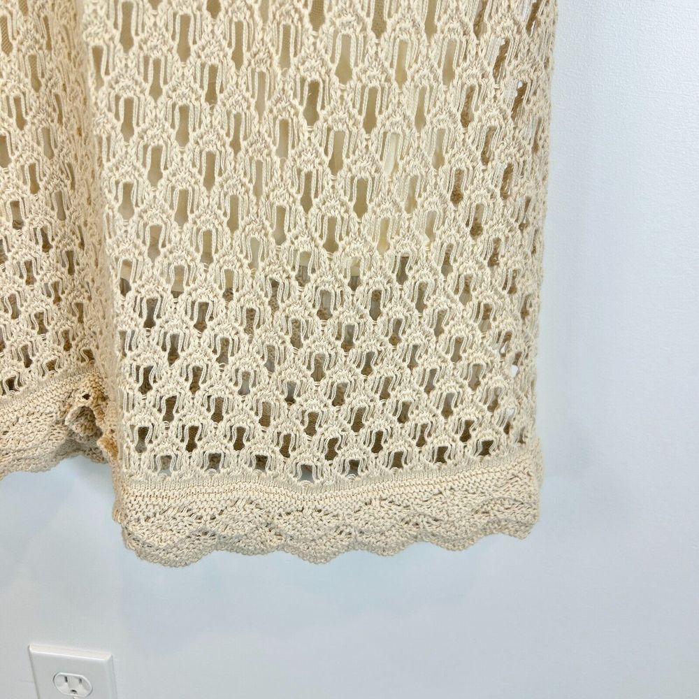 J. Crew Sweater Dress Womens M Toasted Cream Pointelle‎ Sleeveless Crochet Boho - Picture 5 of 14